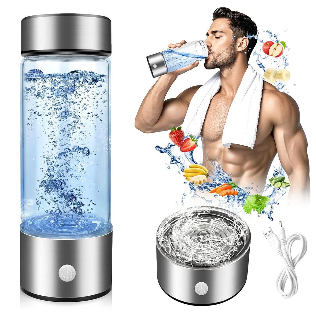 Hydrogen Water Bottle, 420ML Portable Hydrogen Water Generator with 3-Minute Electrolysis, USB Rechargeable, SPE PEM Technology, Hydrogen-Rich Water for Home, Office, Travel