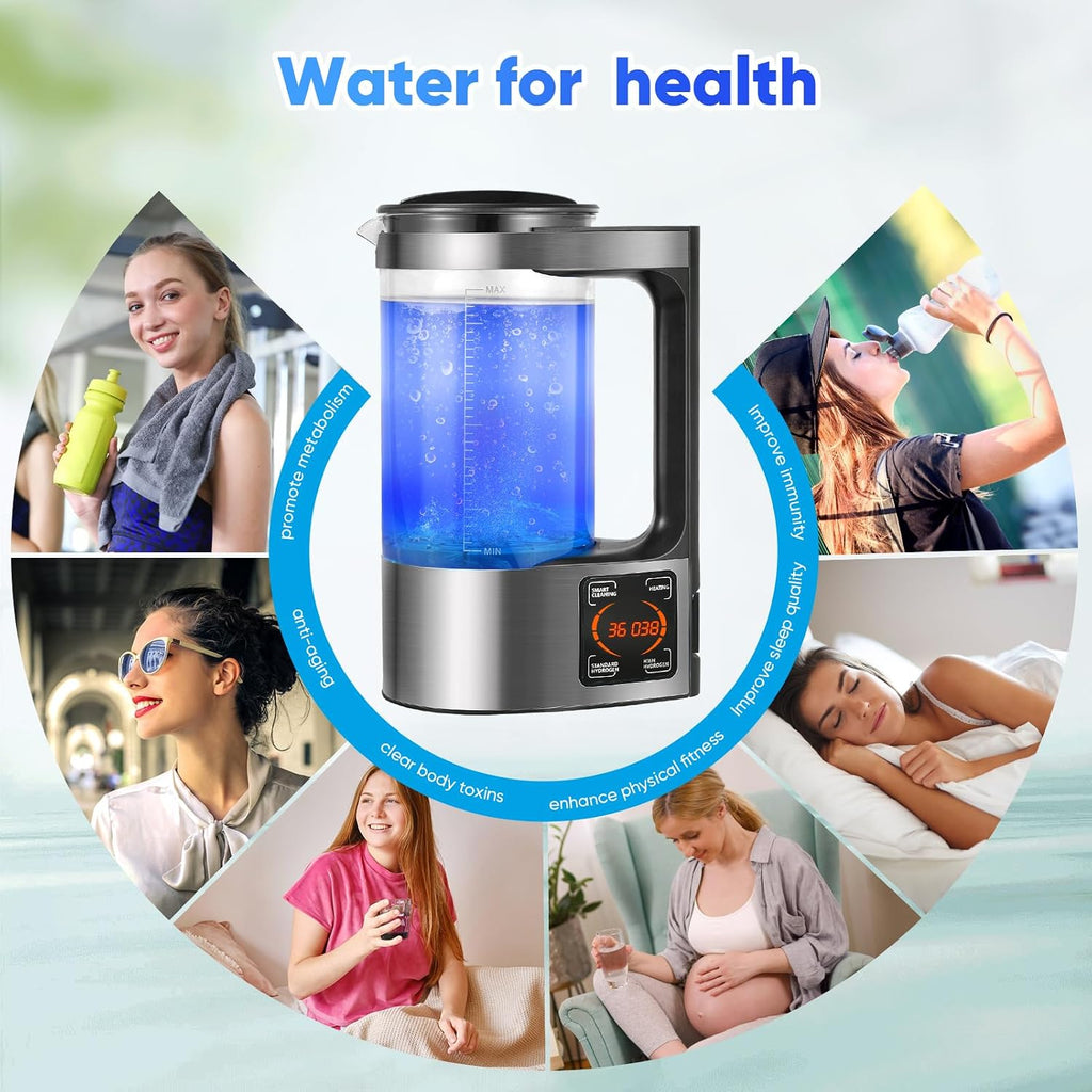 Hydrogen Water Generator, 2L Large Capacity Hydrogen Rich Water Machine Water Ion Generator Portable Ionizer Maker Machine with Thermostat Function & Touch Control LED Display for Office Families