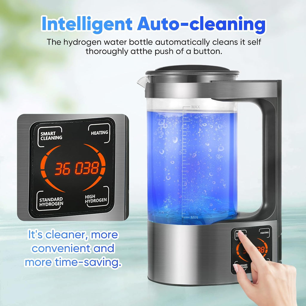 Hydrogen Water Generator, 2L Large Capacity Hydrogen Rich Water Machine Water Ion Generator Portable Ionizer Maker Machine with Thermostat Function & Touch Control LED Display for Office Families